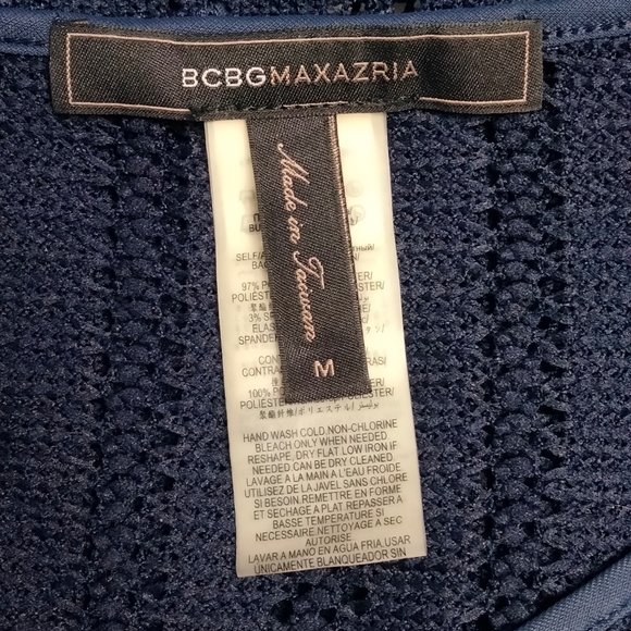 BCBG°MaxAzria Pacific Blue Lace Peplum Top - Picture 5 of 7